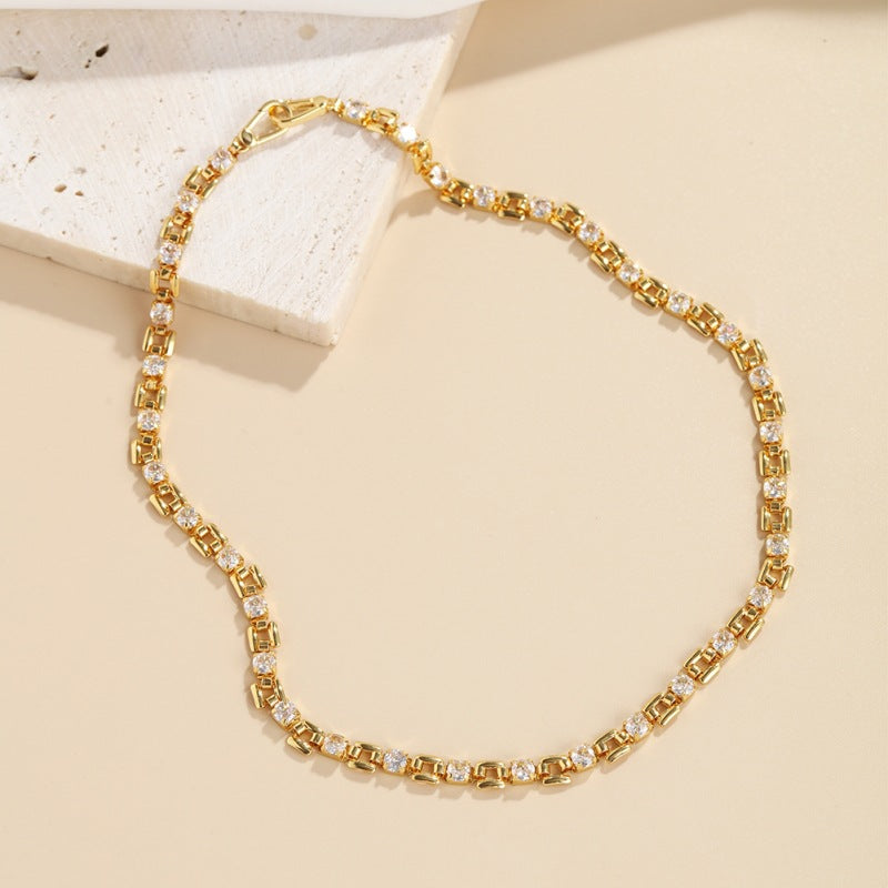 Wholesale Copper Plated Real Gold Zircon Necklace